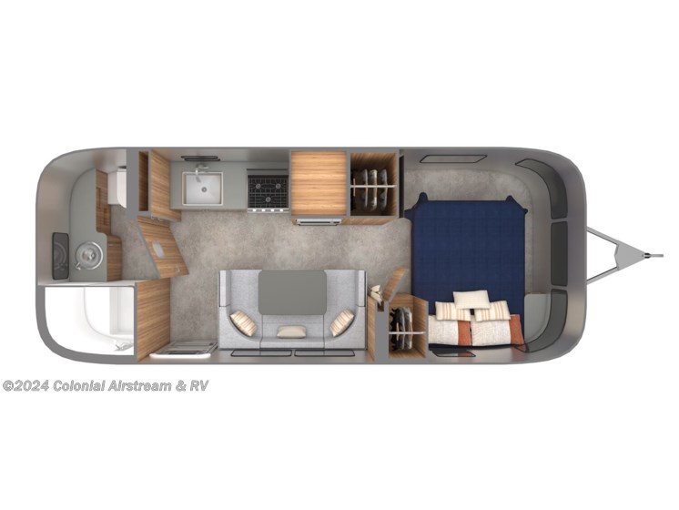 Floorplan of 2025 Airstream Trade Wind 23FBQ Queen