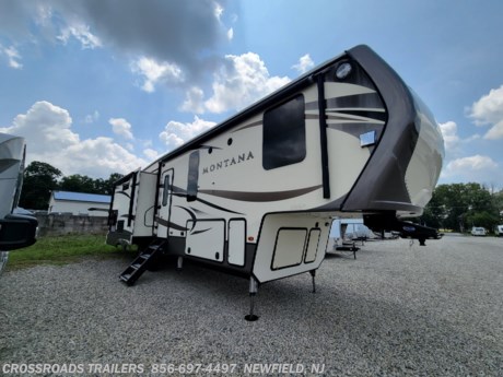 &lt;p&gt;&lt;span style=&quot;font-family: Arial, Helvetica, sans-serif; font-size: 14px;&quot;&gt;Beautiful Fifth Wheel!&amp;nbsp; &amp;nbsp;A great place to camp is all that is required with this 2017 Keystone Montana fifth wheel model 3160RL. &lt;/span&gt;&lt;/p&gt;
&lt;p&gt;&lt;span style=&quot;font-family: Arial, Helvetica, sans-serif; font-size: 14px;&quot;&gt;This unit features everything needed to enjoy spending time with family and friends away from home. Step inside and see a spacious gathering place to the left of the door. There are dual slide outs that offer increased floor space giving you an at-home feel. There is a three-burner range with a convection microwave oven, a double-door refrigerator, and an entertainment center with HDTV and&amp;nbsp;fireplace in the slide out to the left of the entry door. You will also find a convenient kitchen island that offers counter food prep space and double sinks for cleaning up. The overhead cabinets, lower cupboards, and drawers will also make storing your dishes easy. &lt;/span&gt;&lt;/p&gt;
&lt;p&gt;&lt;span style=&quot;font-family: Arial, Helvetica, sans-serif; font-size: 14px;&quot;&gt;Straight in from the door along the interior living area wall there is more storage with a counter including overhead cabinets, and a pantry for dry and canned goods. The slide opposite the door features a dinette with four chairs, and theater seating for two with cup holders and overhead cabinets the entire width of the slide. Along the rear wall enjoy even more seating with a hide-a-bed sofa that can easily become additional sleeping space for overnight guests. Again you will find storage across the entire rear of this unit, and end tables on either side of the sofa.&lt;/span&gt;&lt;/p&gt;
&lt;p&gt;&lt;span style=&quot;font-family: Arial, Helvetica, sans-serif; font-size: 14px;&quot;&gt;Head up the steps to find a closet on the left at the top of the steps. The bath is also on the left and features a toilet, linen cabinet, vanity with sink, and 48&quot; x 30&quot; shower with seat. The front master bedroom provides ample space and a comfortable queen bed slide-out. You will enjoy storage beneath the bed for extra things like blankets, or larger items like suitcases and things. You will also find a dresser opposite the bed with an HDTV above, plus a seating area along side. The front wall features a closet with space in the corner that has&amp;nbsp;been equipped with a washer/dryer. .&lt;/span&gt;&lt;/p&gt;
&lt;p&gt;&lt;span style=&quot;font-family: Arial, Helvetica, sans-serif; font-size: 14px;&quot;&gt;Outside you will enjoy plenty of storage, an outdoor entertainment center, and two awnings. One 18&#39; awning covers the main entry door, and a smaller awning covers the door side slide giving you a large outdoor protected space from the elements to enjoy, plus so much more! For more information on this fifth wheel, email sales@crossroadstrailers.com or call us at 800-545-4497&lt;/span&gt;&lt;/p&gt;