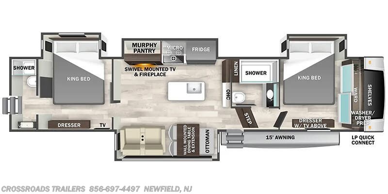 Floorplan of 2025 Forest River Cedar Creek Experience 38DB