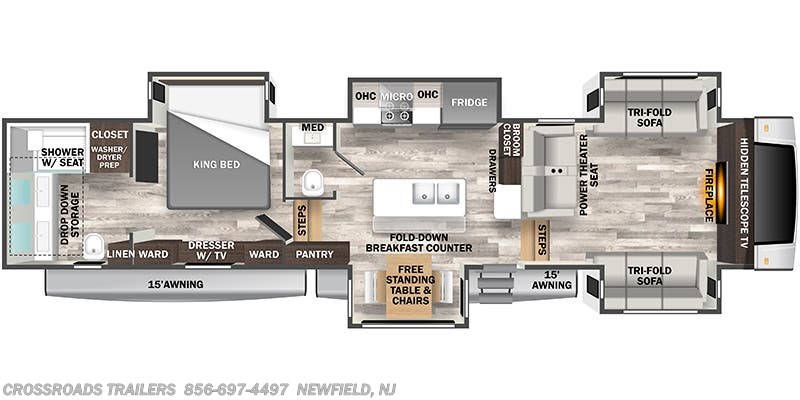 Floorplan of 2023 Forest River Cedar Creek 371FL