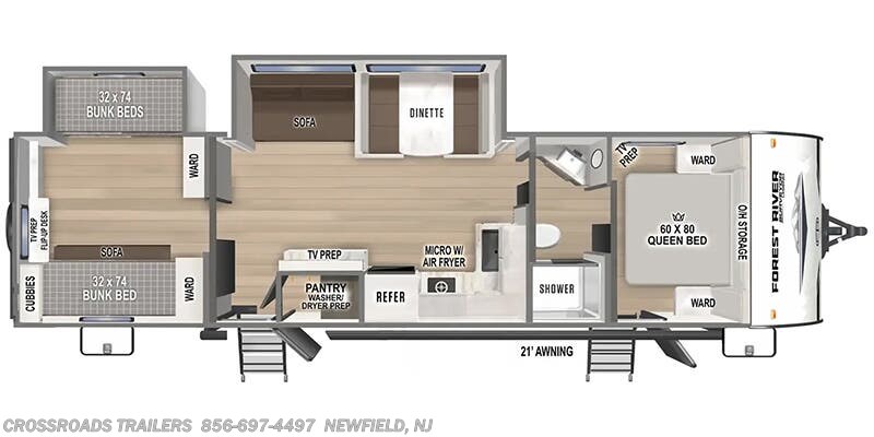 Floorplan of 2025 Forest River Surveyor Legend X 32CAMP