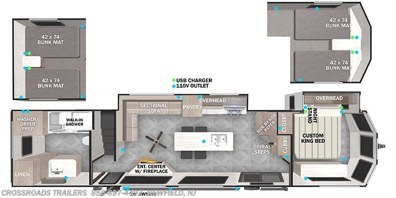 Floorplan of 2023 Forest River Salem Grand Villa 42VIEW