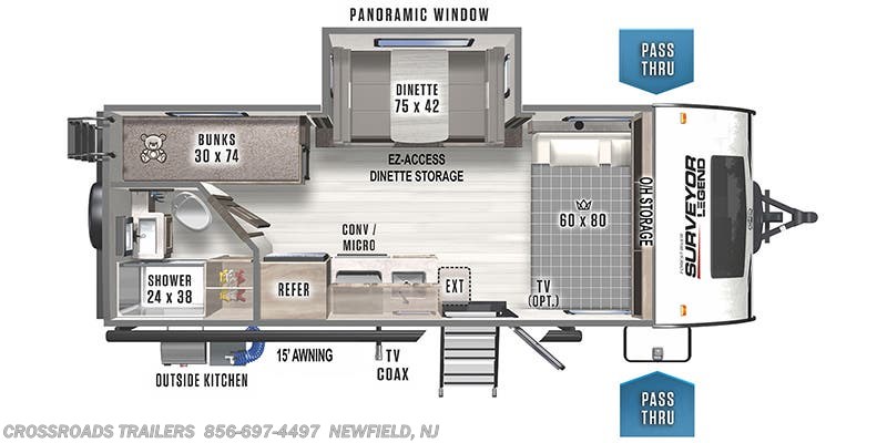 Floorplan of 2022 Forest River Surveyor Legend 19MBLE