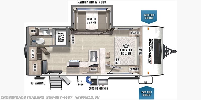 Floorplan of 2022 Forest River Surveyor Legend 202RBLE