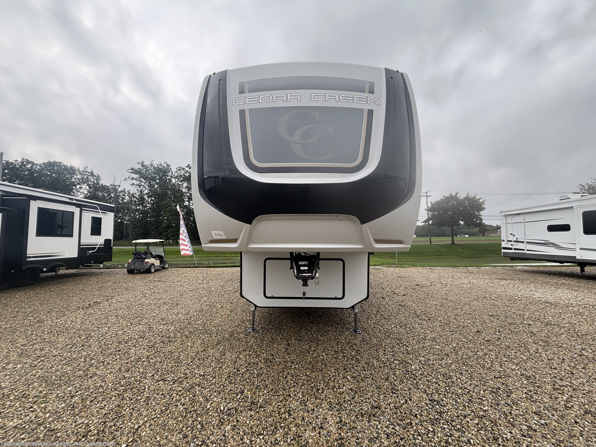2021 Forest River Cedar Creek 388DB - Used Fifth Wheel For Sale by Crossroads Trailer Sales, Inc. in Newfield, New Jersey features Insulated, Hitch, Stove Top Burner, Solar Panels, Slideout