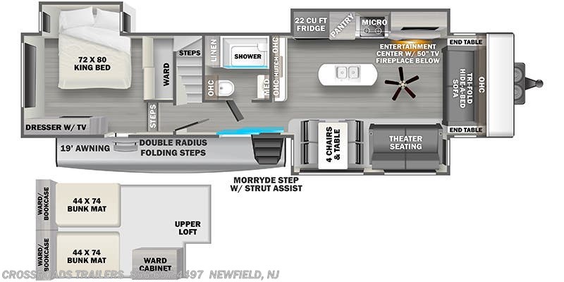 Floorplan of 2022 Forest River Sandpiper Destination 399LOFT
