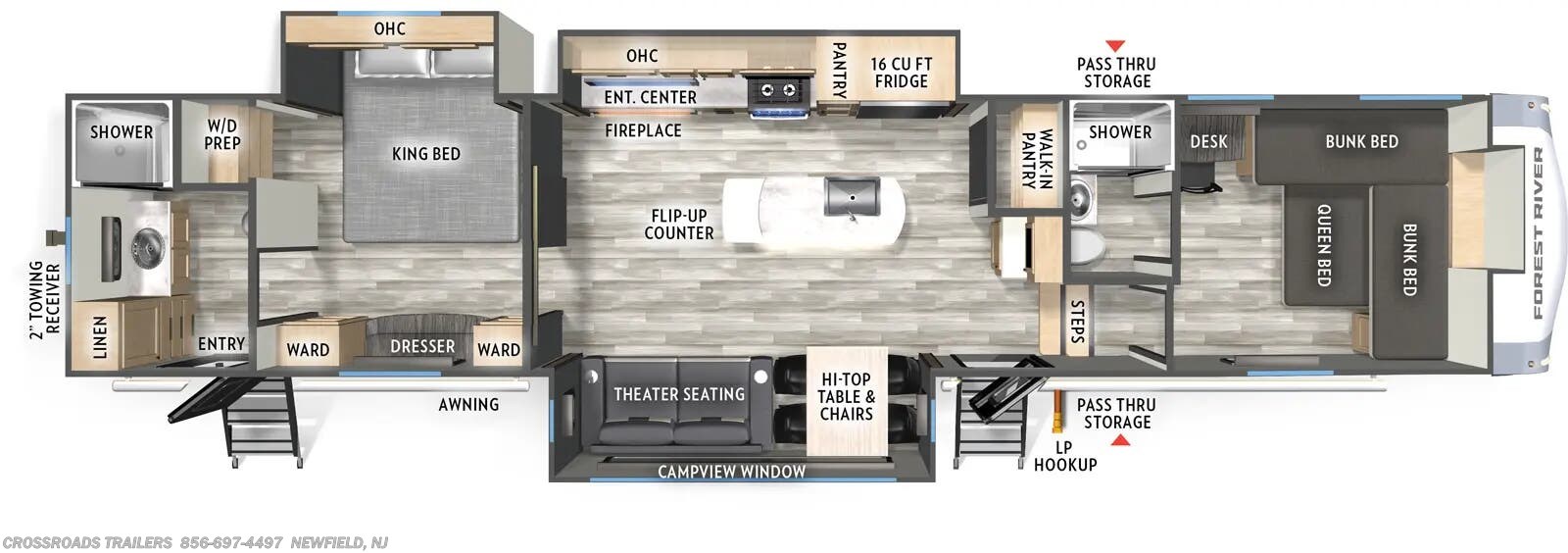 Floorplan of 2026 Forest River Cardinal 35FUN