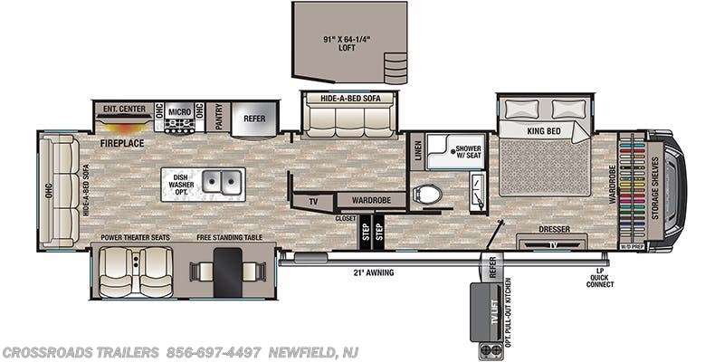 Floorplan of 2021 Forest River Cedar Creek 377BH