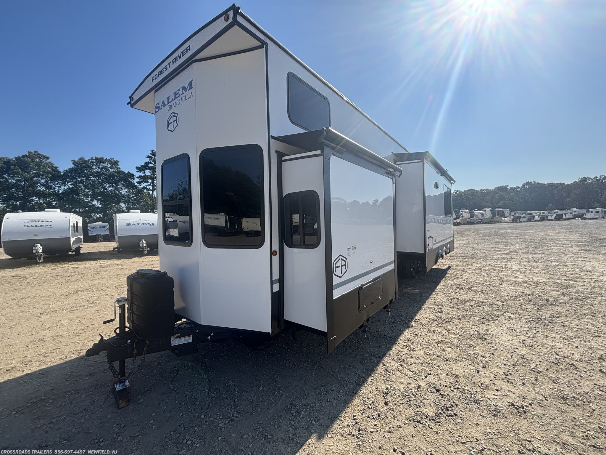2026 Forest River Salem Villa 42ZEN - New Destination Trailer For Sale by Crossroads Trailer Sales, Inc. in Newfield, New Jersey features Battery Charger, Washer, Leveling Jacks, Microwave, Air Conditioning