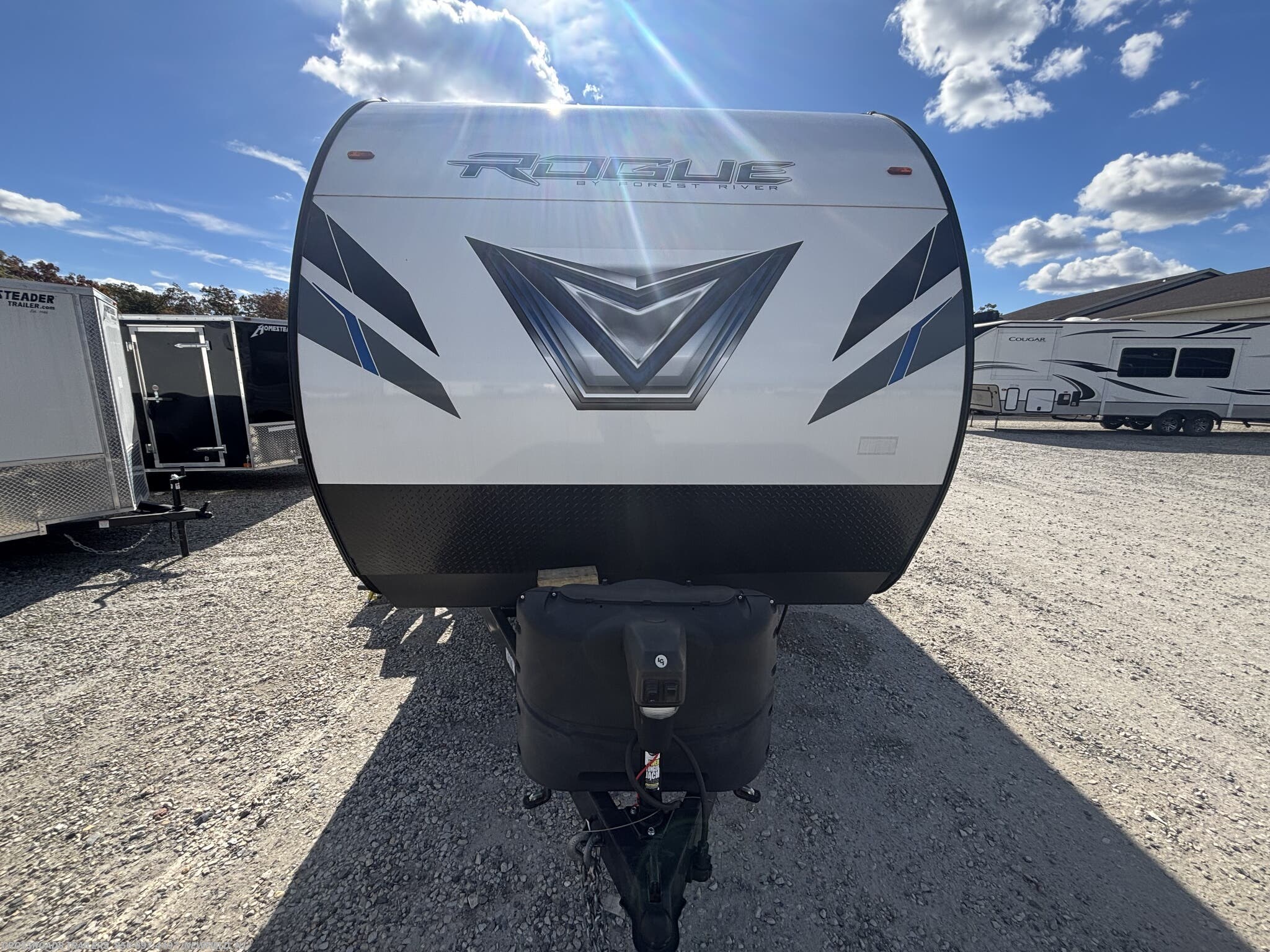 2022 Forest River Vengeance Rogue 25V - Used Toy Hauler For Sale by Crossroads Trailer Sales, Inc. in Newfield, New Jersey features Batteries, Awning, Leveling Jacks, Shower, Water Heater