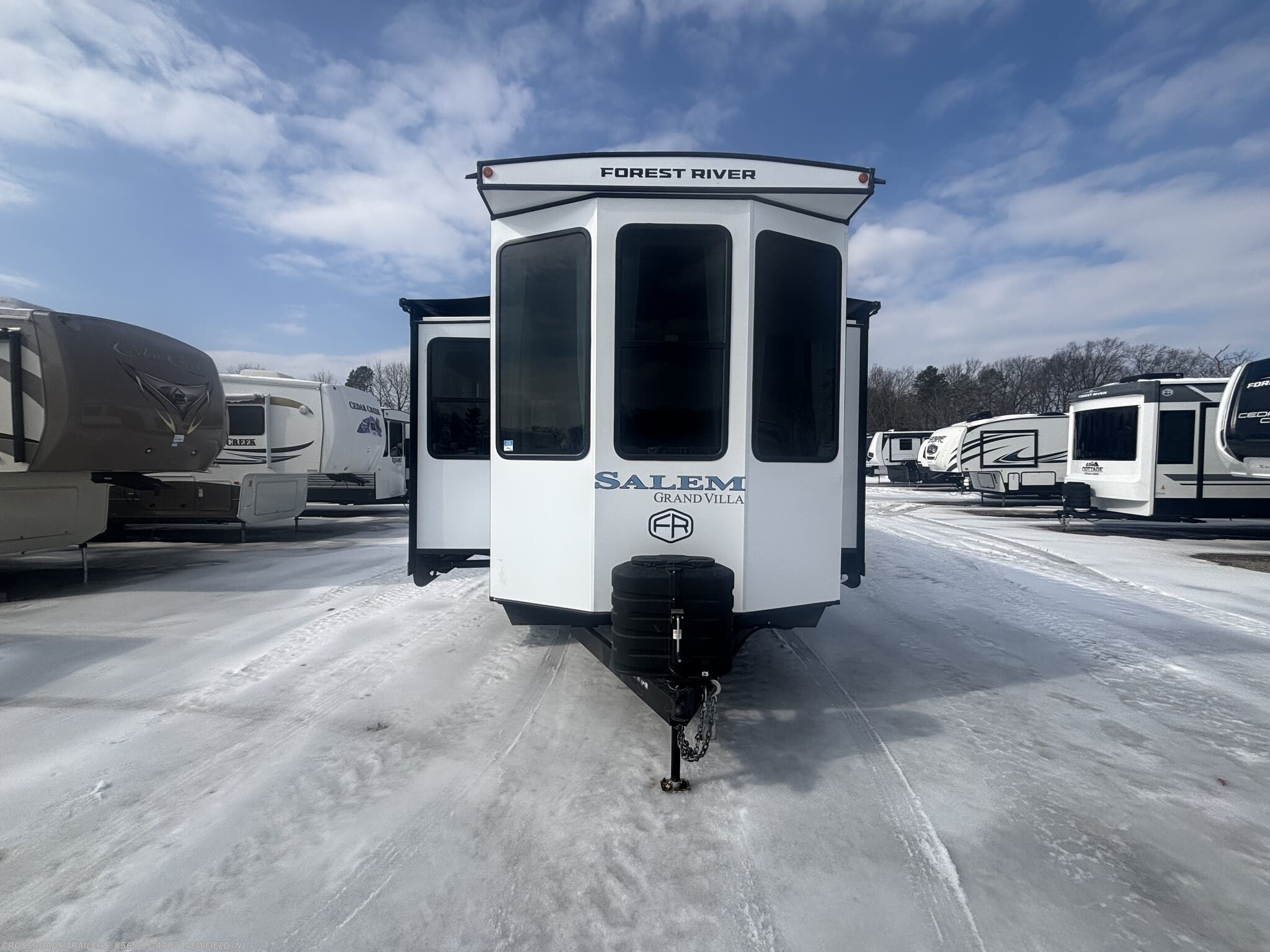 2026 Forest River Salem Grand Villa 42FLDL - New Destination Trailer For Sale by Crossroads Trailer Sales, Inc. in Newfield, New Jersey features Slide-out Awning, Pantry, Awning, Roof Deck, PVC Roof