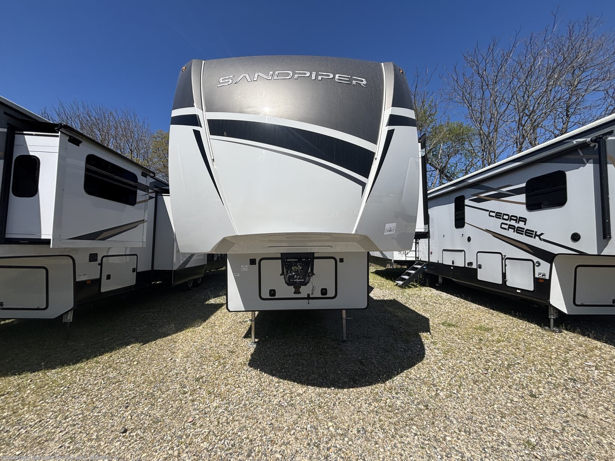 2024 Forest River Sandpiper 4003MB - Used Fifth Wheel For Sale by Crossroads Trailer Sales, Inc. in Newfield, New Jersey features Converter, Exterior Speakers, Enclosed Underbelly, Fire Extinguisher, Tinted Windows