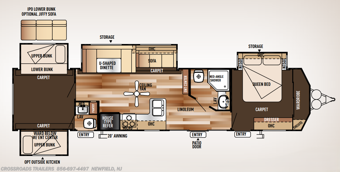 Floorplan of 2015 Forest River Wildwood DLX 402QBQ
