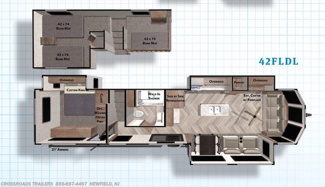 Floorplan of 2021 Forest River Salem Grand Villa 42FLDL