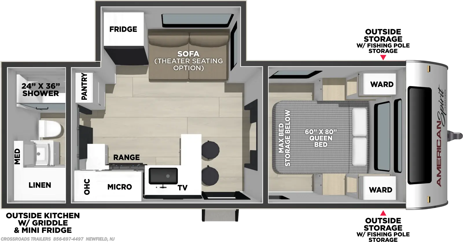 Floorplan of 2027 Coachmen American Spirit 2353RB