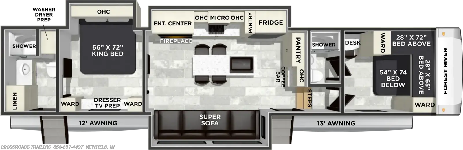 Floorplan of 2027 Forest River Cardinal 36FUN