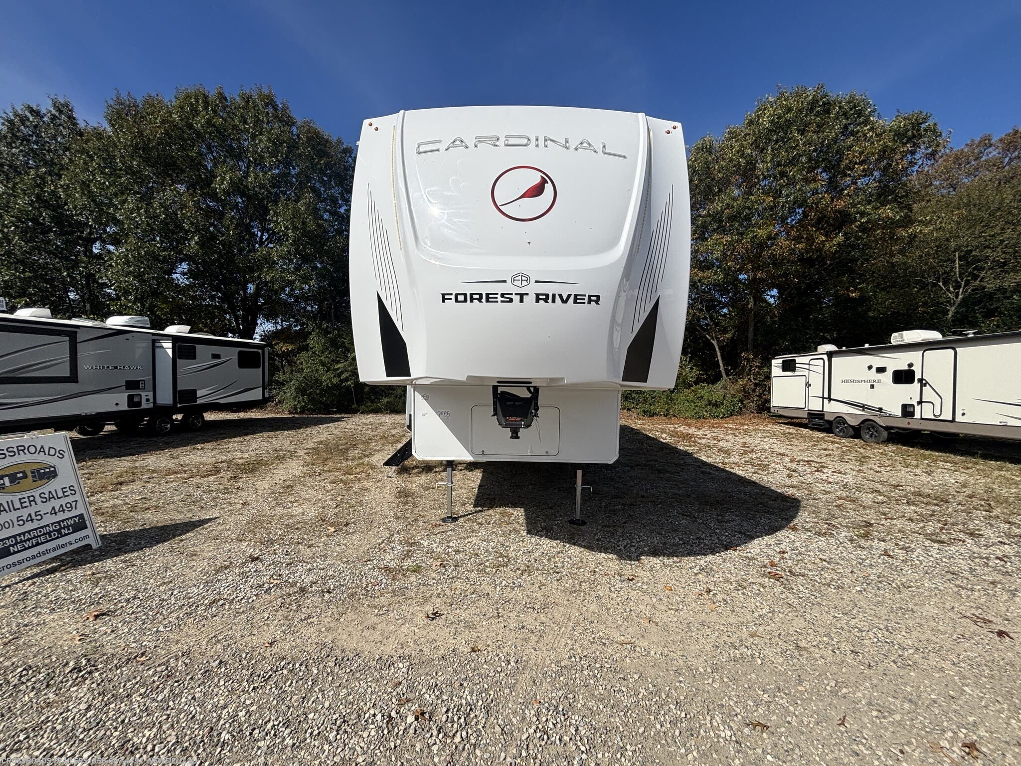 2027 Forest River Cardinal 36FUN - New Fifth Wheel For Sale by Crossroads Trailer Sales, Inc. in Newfield, New Jersey features Roof Vent, Toilet, Solar Panel, Shower, Refrigerator