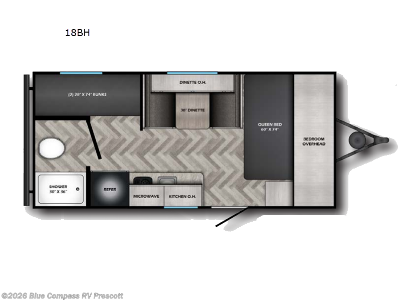 2026 CrossRoads Zinger Lite 18BH - New Travel Trailer For Sale by Blue Compass RV Prescott in Prescott, Arizona