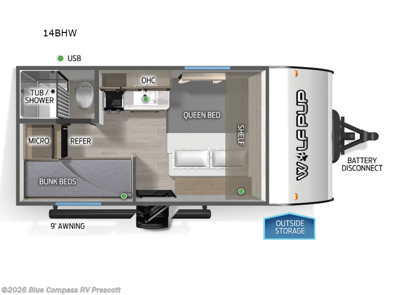 2026 Forest River Cherokee Wolf Pup 14BHW - New Travel Trailer For Sale by Blue Compass RV Prescott in Prescott, Arizona