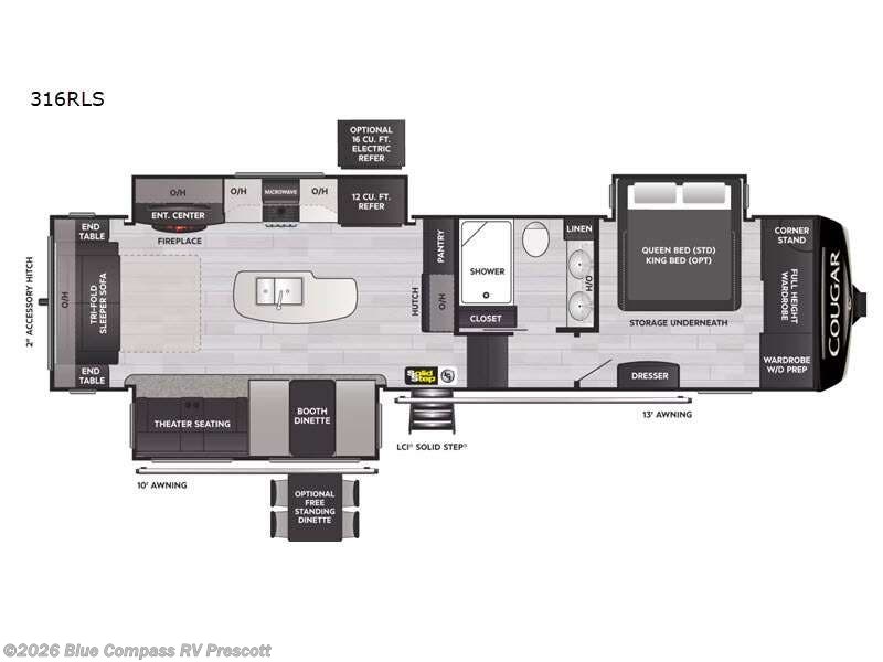 2022 Keystone Cougar 316RLS - Used Fifth Wheel For Sale by Blue Compass RV Prescott in Prescott, Arizona features Slideout